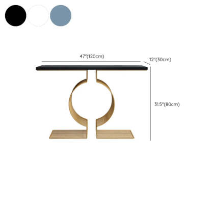 Blue Wood Geometric Entry Console Table — Blue