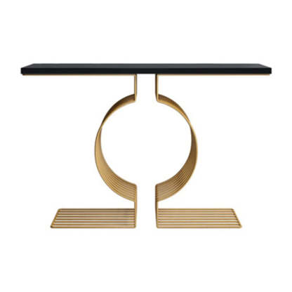 Blue Wood Geometric Entry Console Table — Blue