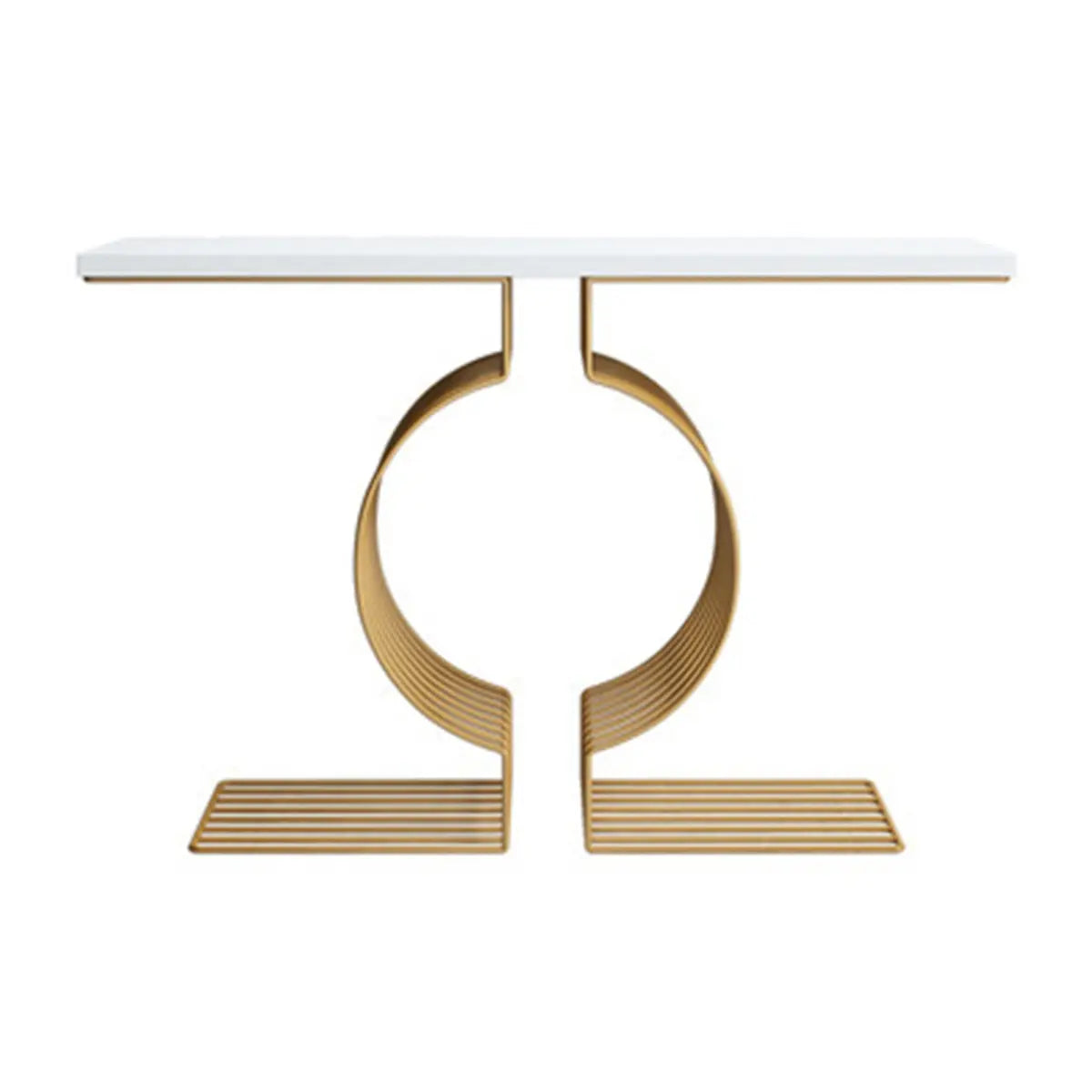 Blue Wood Geometric Entry Console Table — White