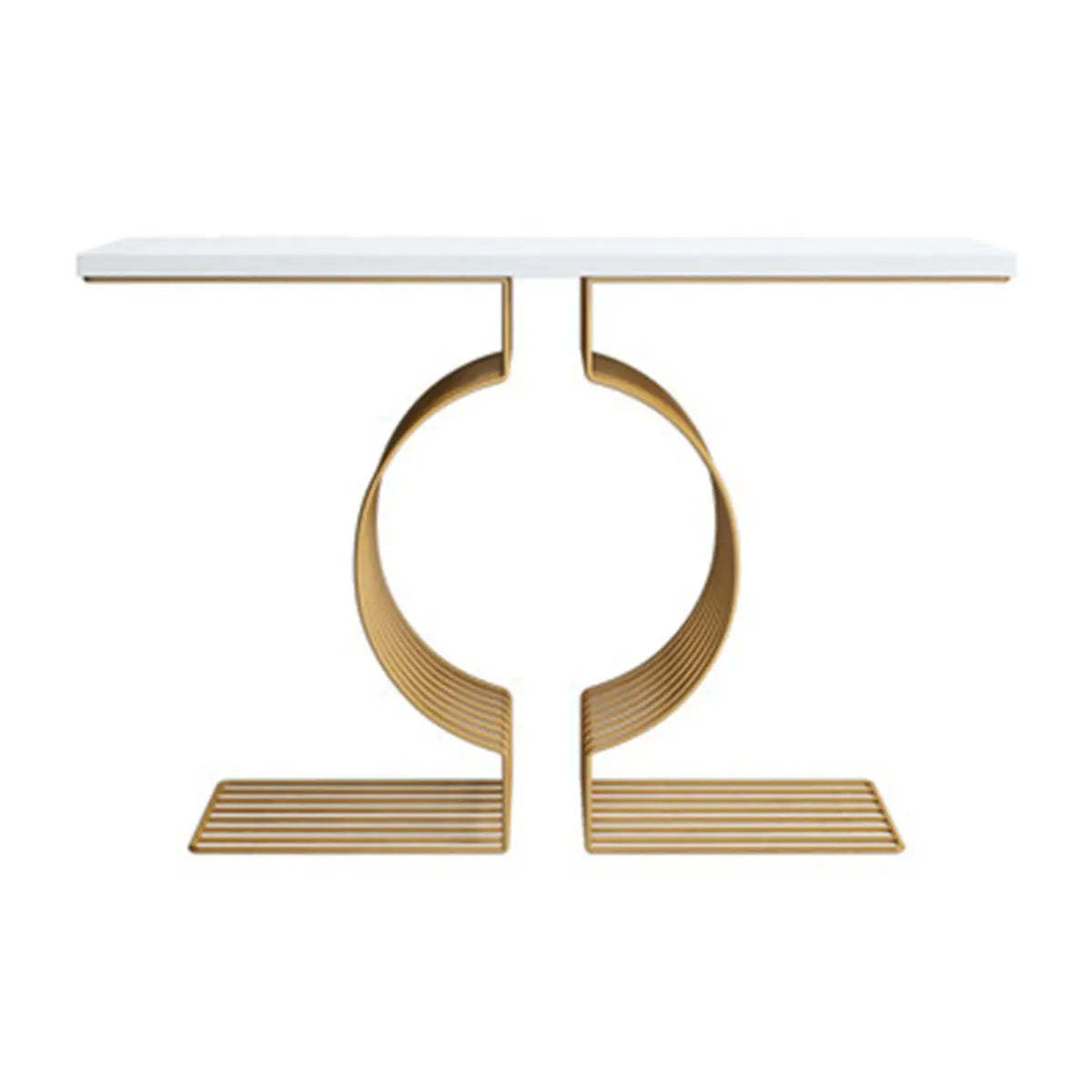 Blue Wood Geometric Entry Console Table — White