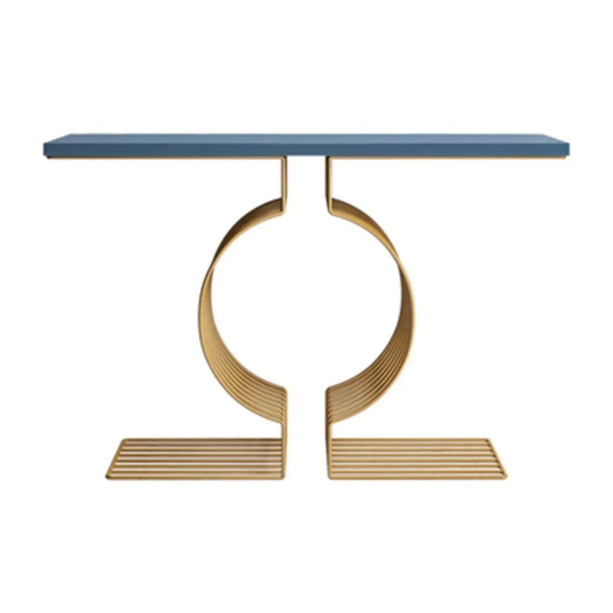 Blue Wood Geometric Entry Console Table — Blue