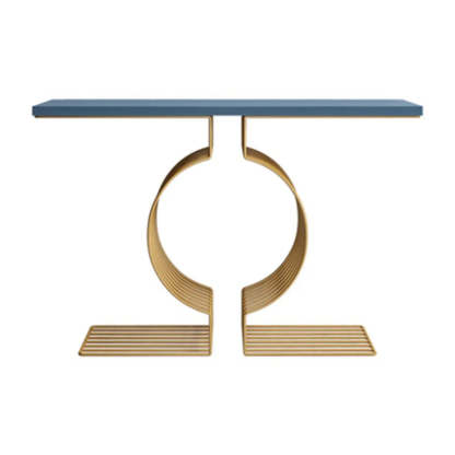Blue Wood Geometric Entry Console Table — Blue