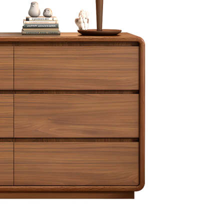 Rectangular Brown Wood Chest with Soft-Close Drawers