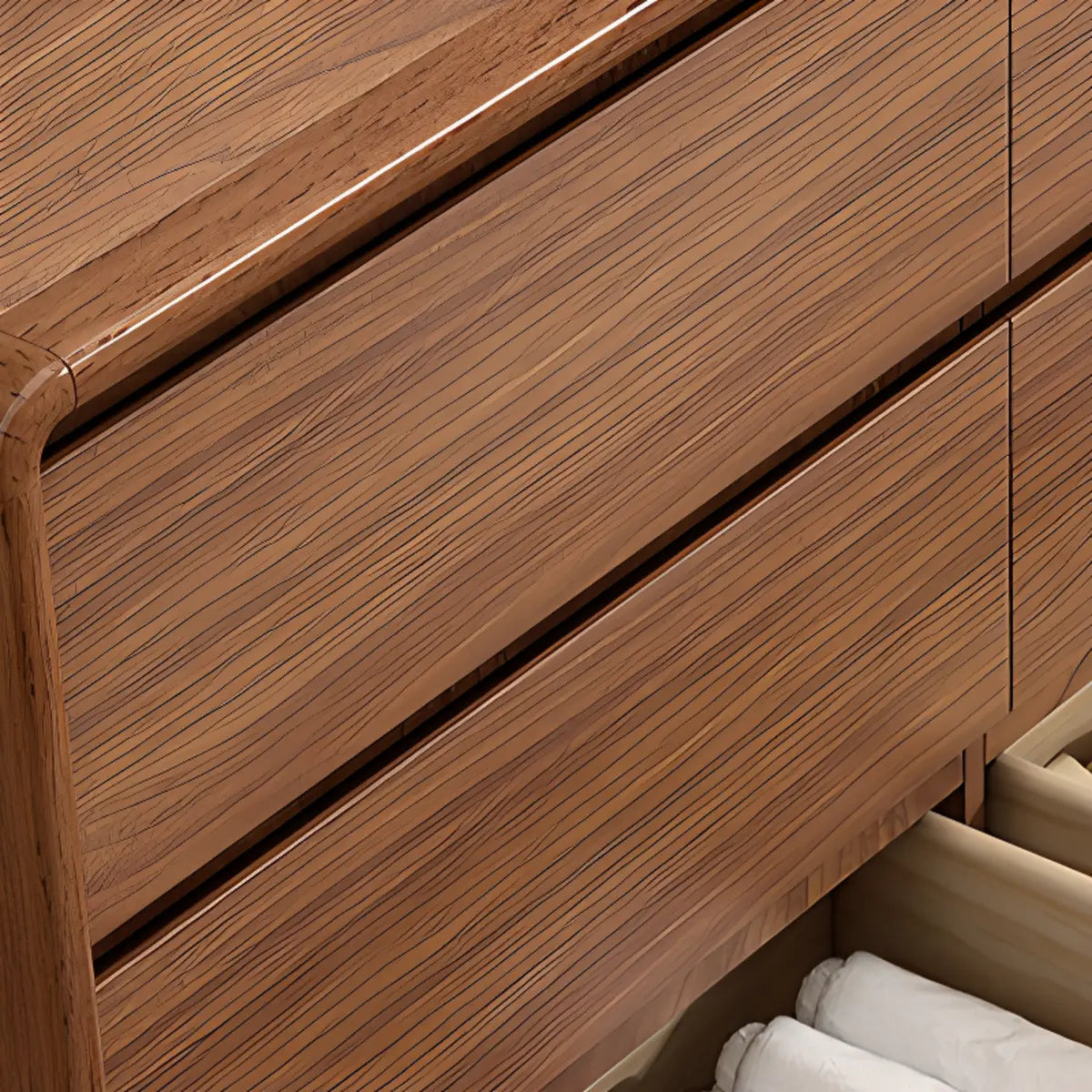 Rectangular Brown Wood Chest with Soft-Close Drawers