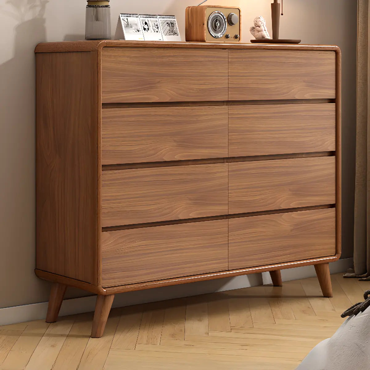 Rectangular Brown Wood Chest with Soft-Close Drawers