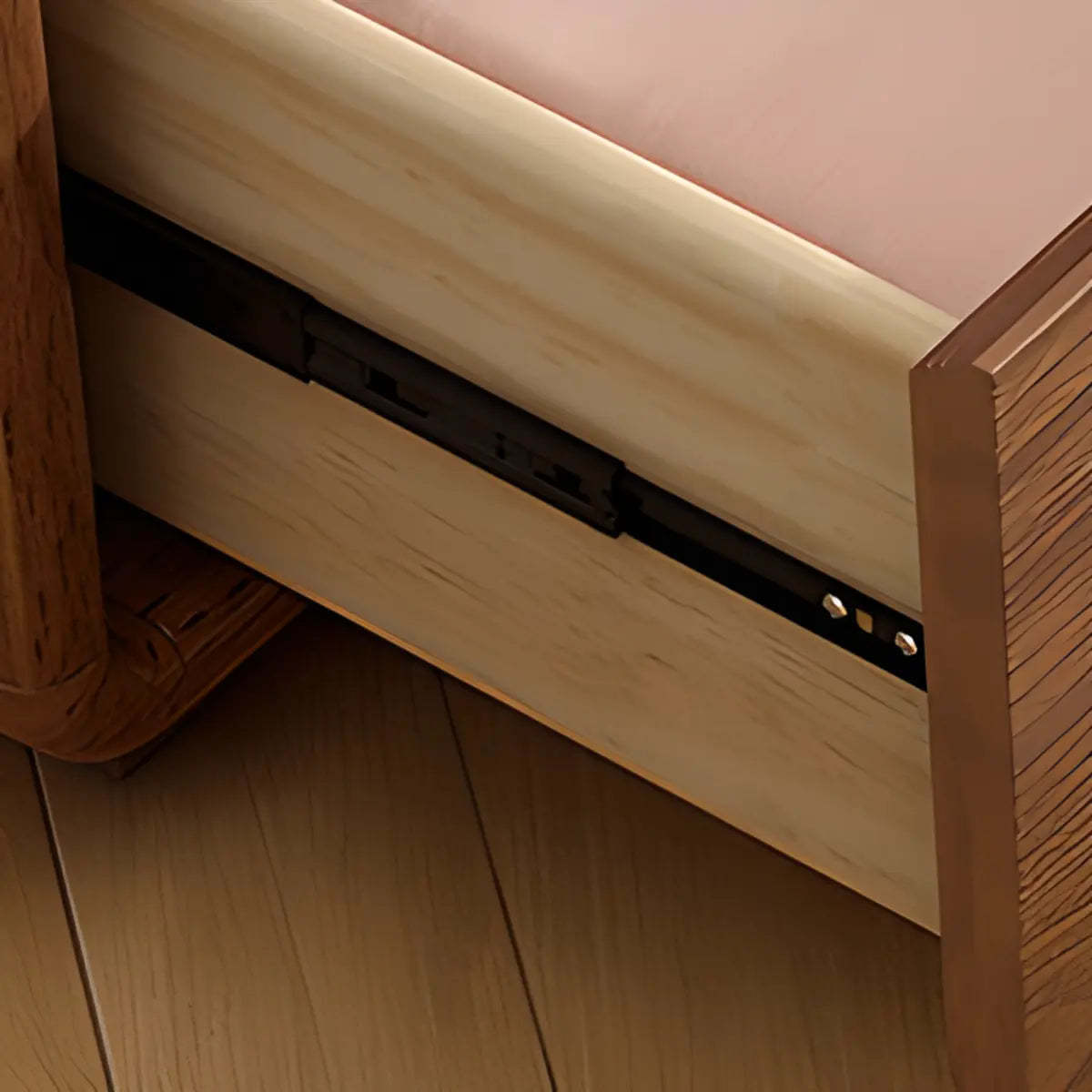 Rectangular Brown Wood Chest with Soft-Close Drawers