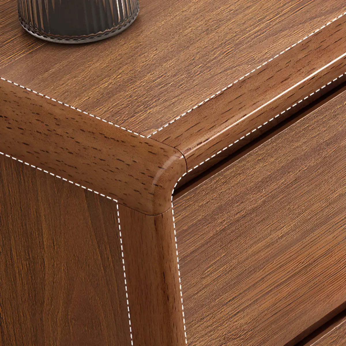 Rectangular Brown Wood Chest with Soft-Close Drawers