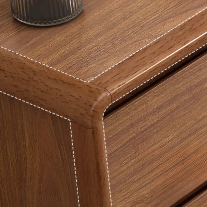 Rectangular Brown Wood Chest with Soft-Close Drawers