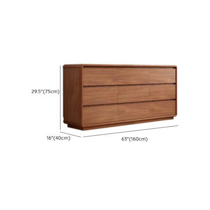 Rectangular Brown Wood Chest with Soft-Close Drawers