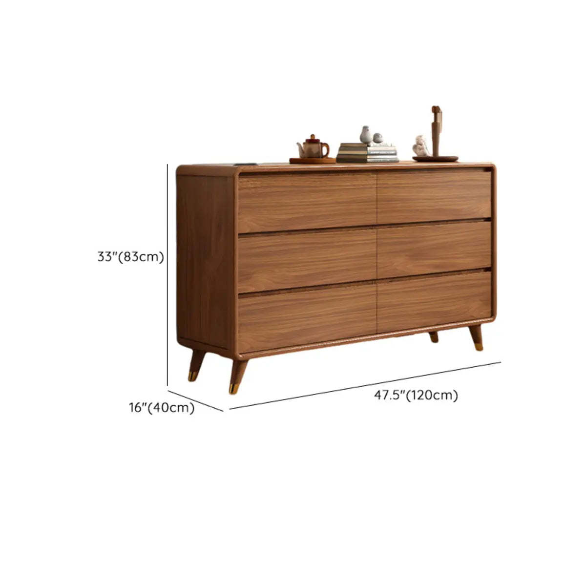 Rectangular Brown Wood Chest with Soft-Close Drawers