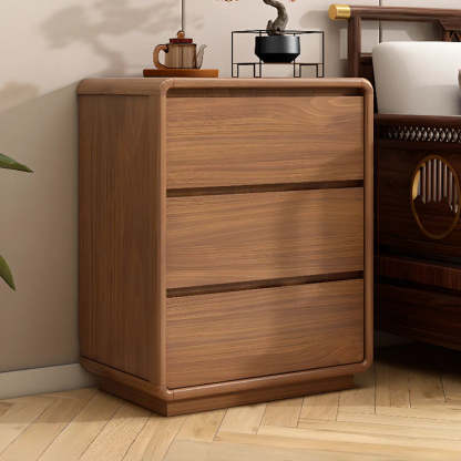Rectangular Brown Wood Chest with Soft-Close Drawers