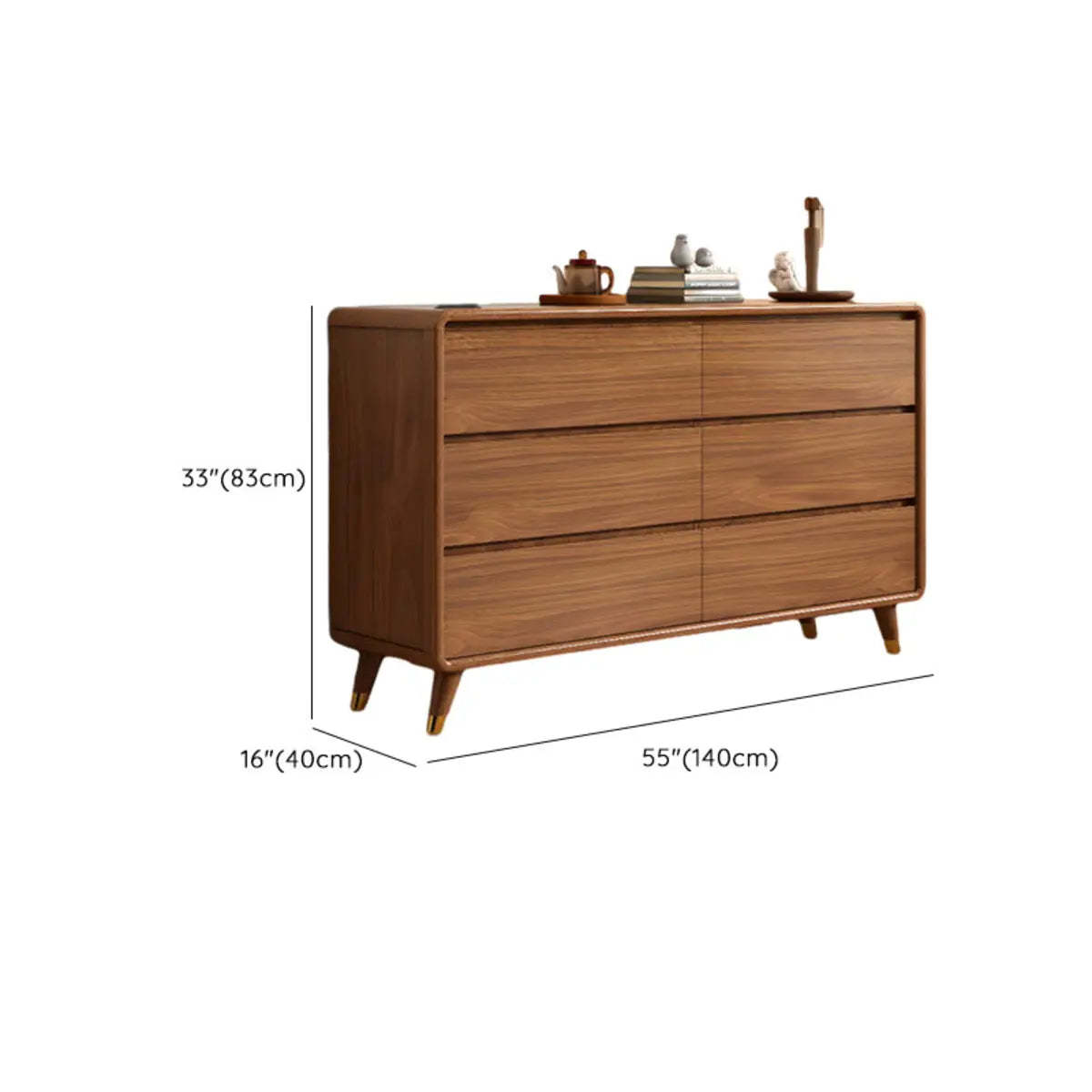 Rectangular Brown Wood Chest with Soft-Close Drawers