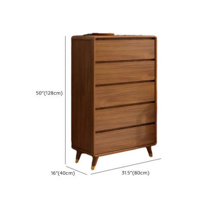 Rectangular Brown Wood Chest with Soft-Close Drawers