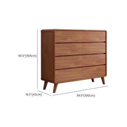Rectangular Brown Wood Chest with Soft-Close Drawers
