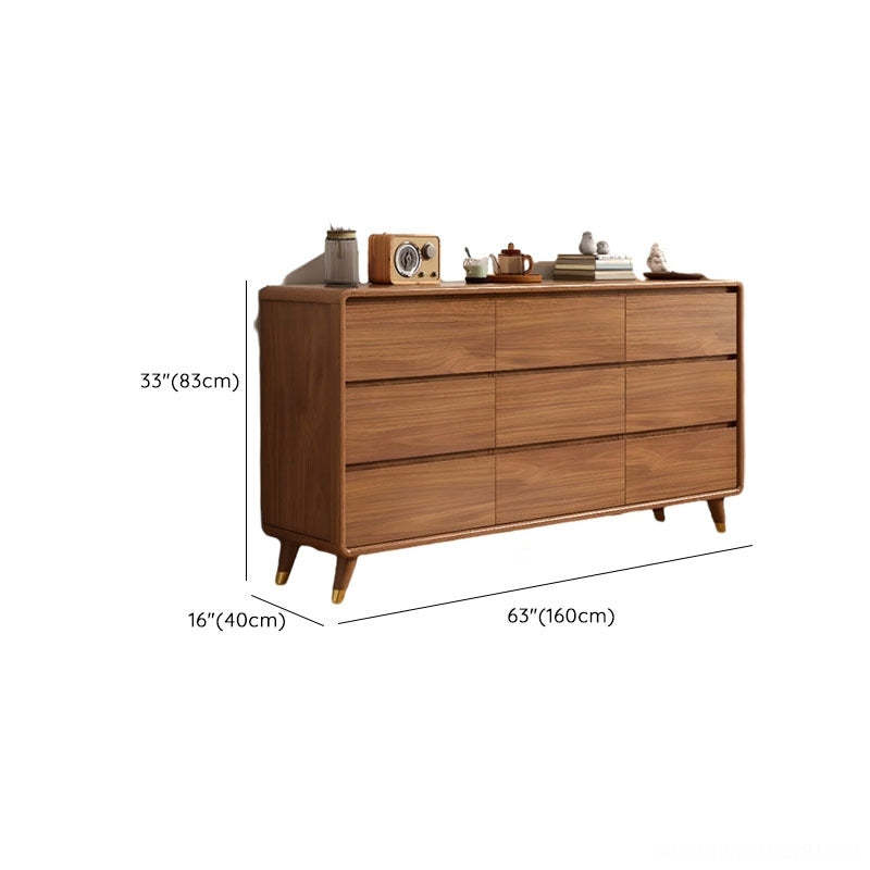 Rectangular Brown Wood Chest with Soft-Close Drawers
