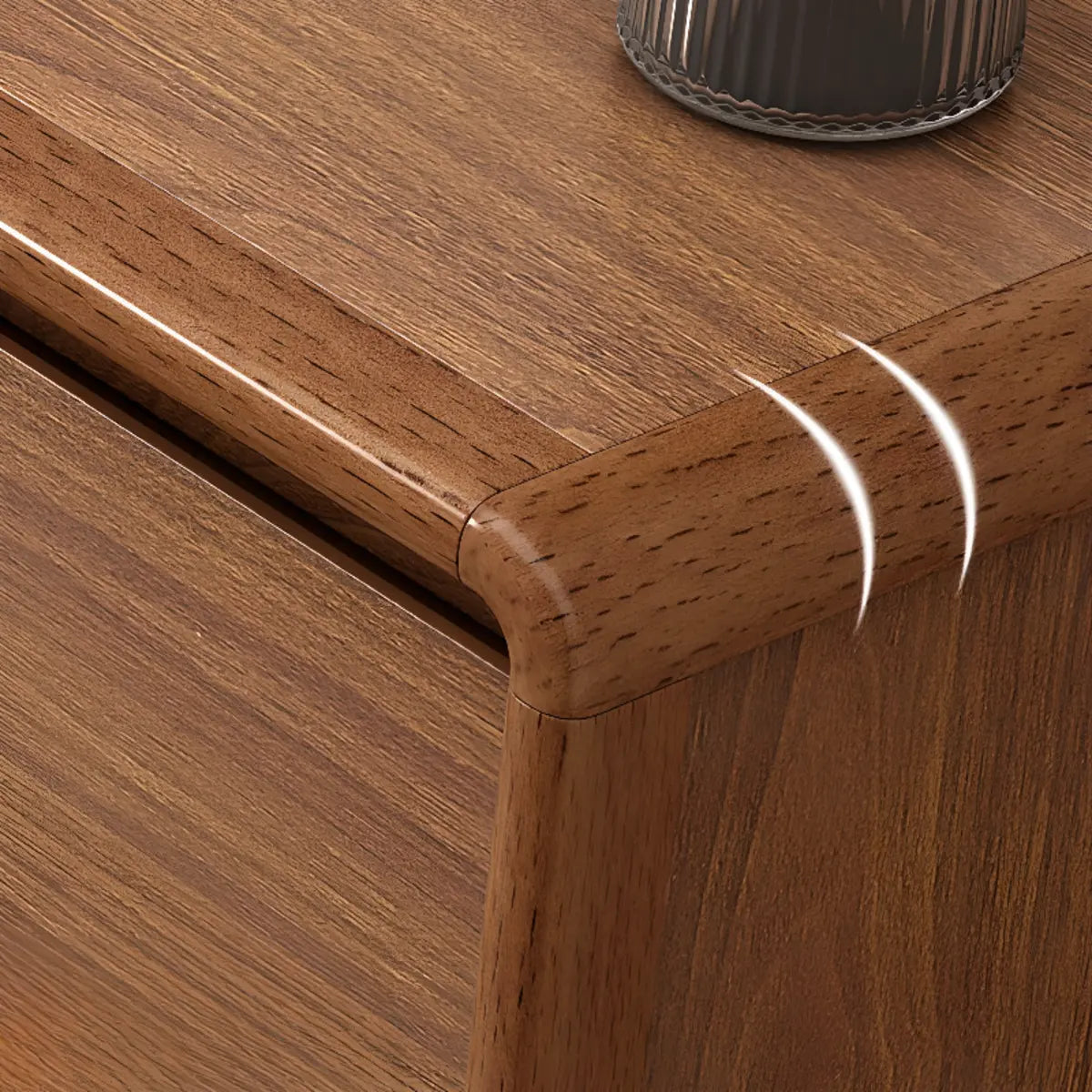 Rectangular Brown Wood Chest with Soft-Close Drawers