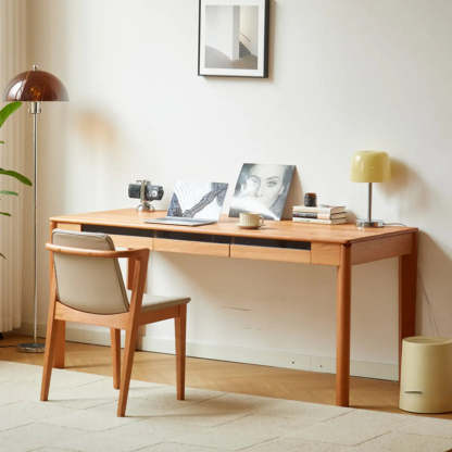 Wooden Butcher Block Rectangular Drawer Writing Desk