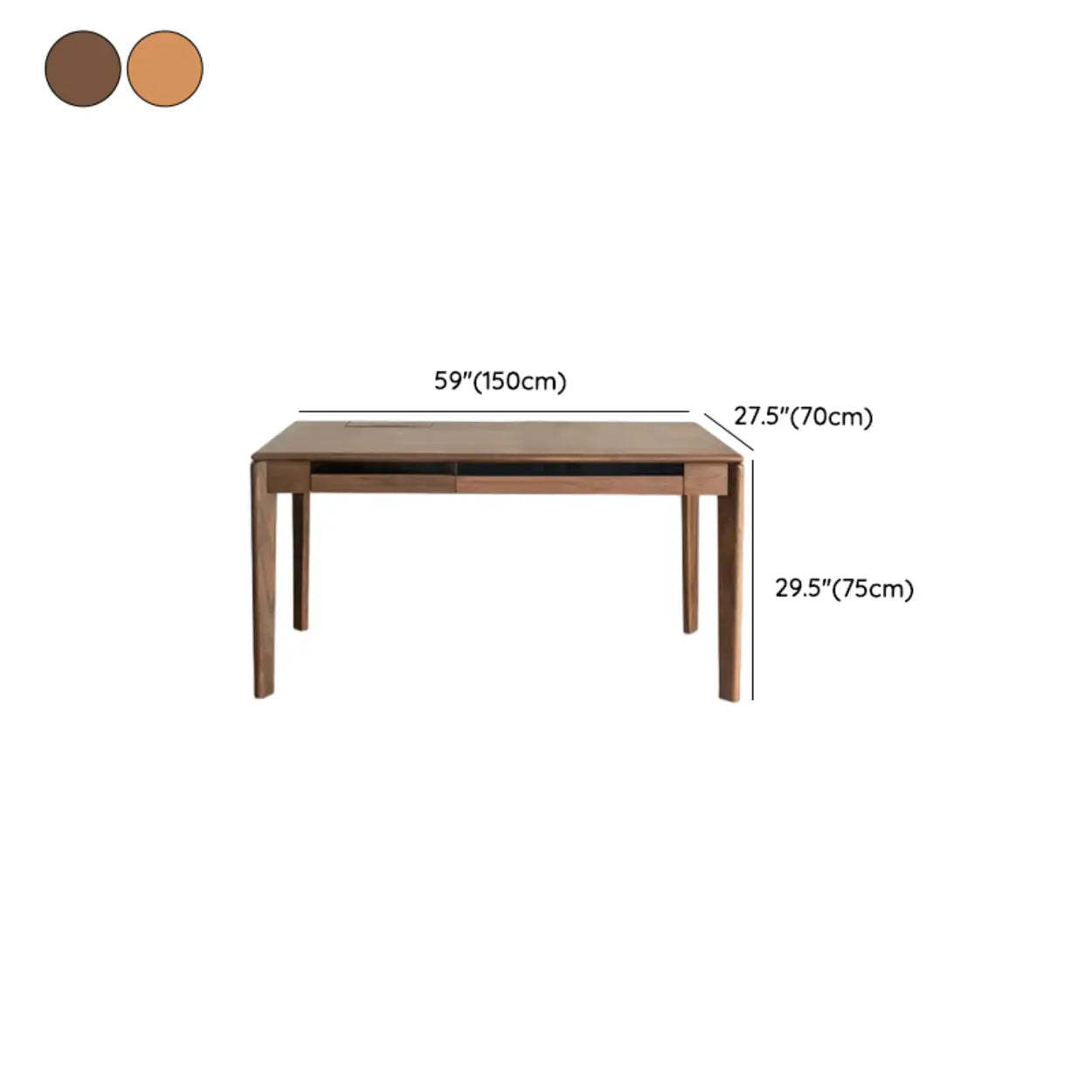Wooden Butcher Block Rectangular Drawer Writing Desk