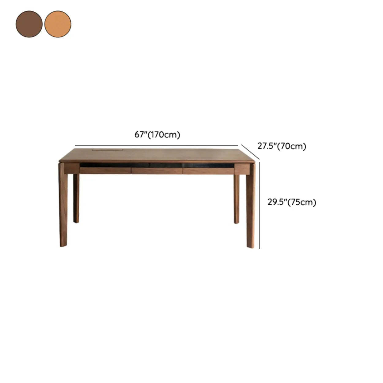 Wooden Butcher Block Rectangular Drawer Writing Desk