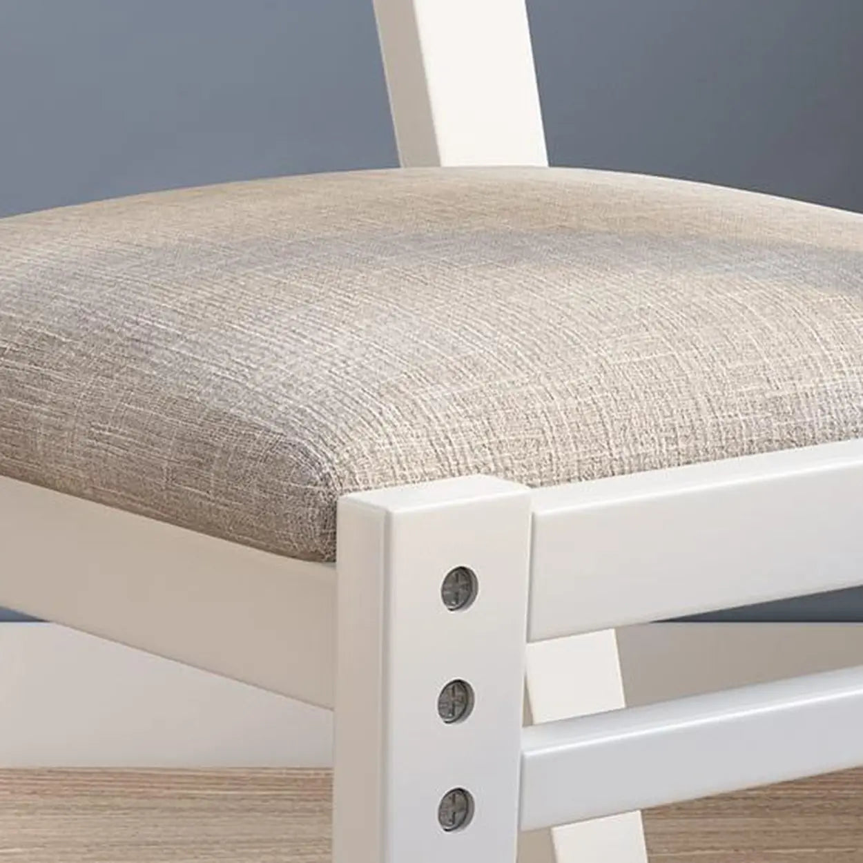 Cotton-Seat Low-Back Wood Dining Chair