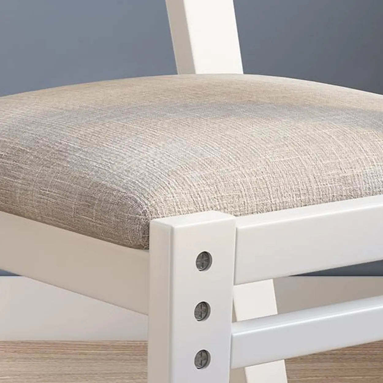 Cotton-Seat Low-Back Wood Dining Chair