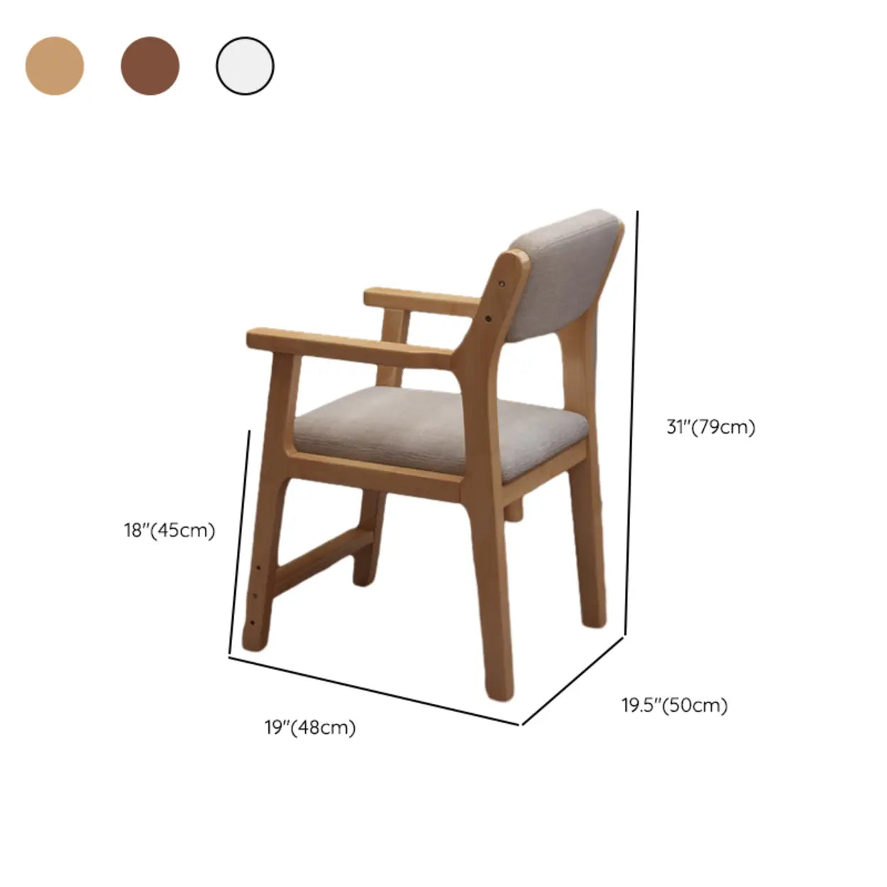 Cotton-Seat Low-Back Wood Dining Chair