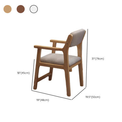 Cotton-Seat Low-Back Wood Dining Chair