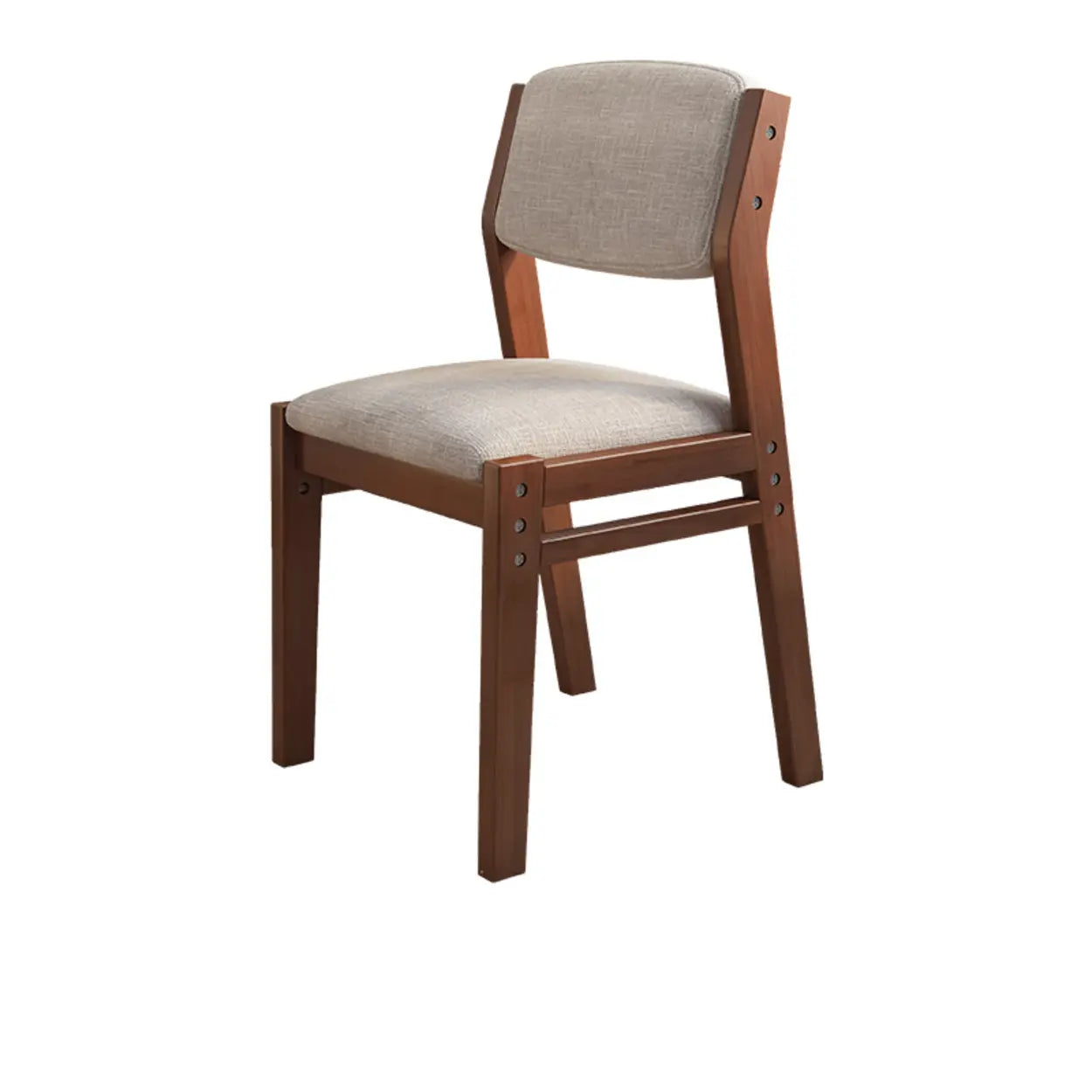 Cotton-Seat Low-Back Wood Dining Chair — White / With Arms