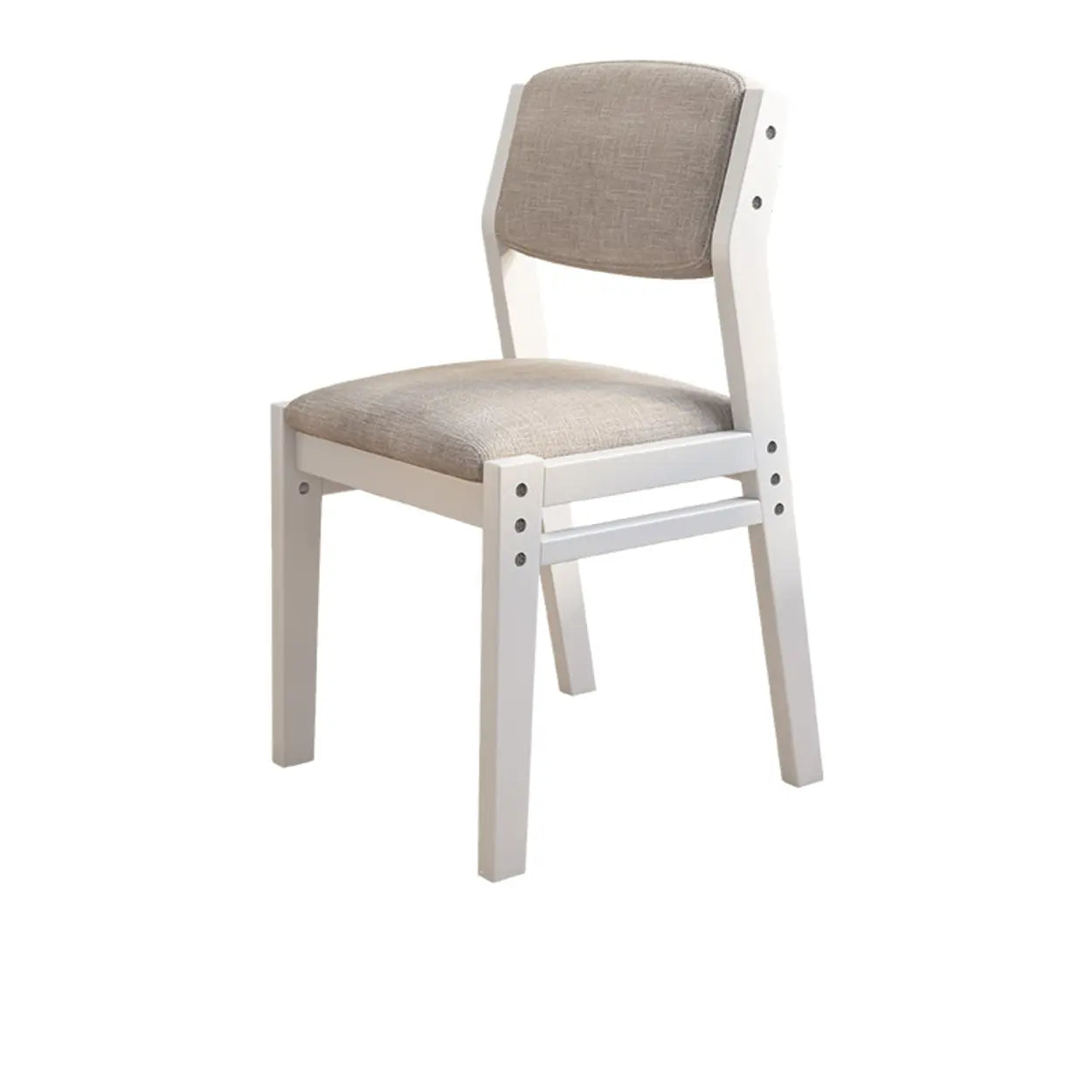 Cotton-Seat Low-Back Wood Dining Chair — Blue / Armless