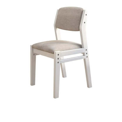 Cotton-Seat Low-Back Wood Dining Chair — Blue / Armless