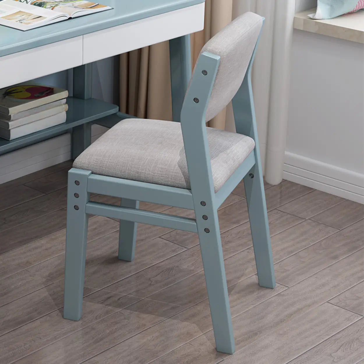 Cotton-Seat Low-Back Wood Dining Chair — Natural / Armless