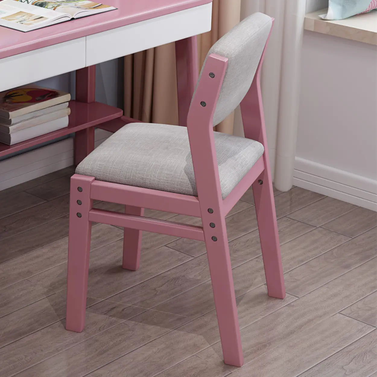 Cotton-Seat Low-Back Wood Dining Chair