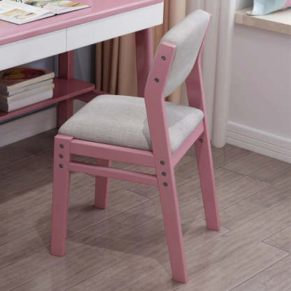 Cotton-Seat Low-Back Wood Dining Chair