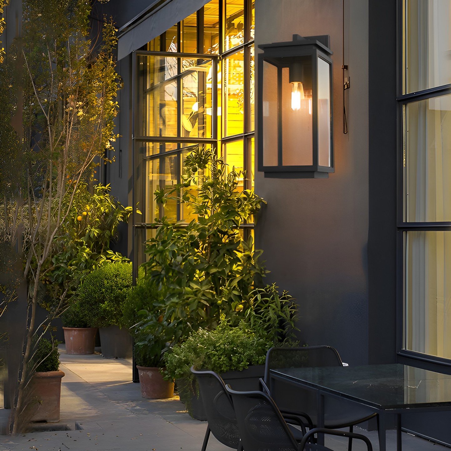 Rectangular Glass Black Industrial Outdoor Wall Light