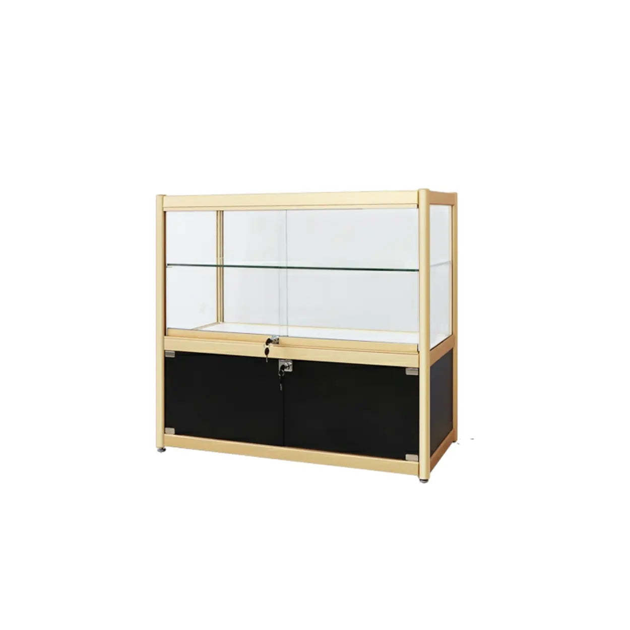 Modern display curio gold metal wine cabinets, Lighom — 47"L x 16"W x 35"H / 2-Cabinet