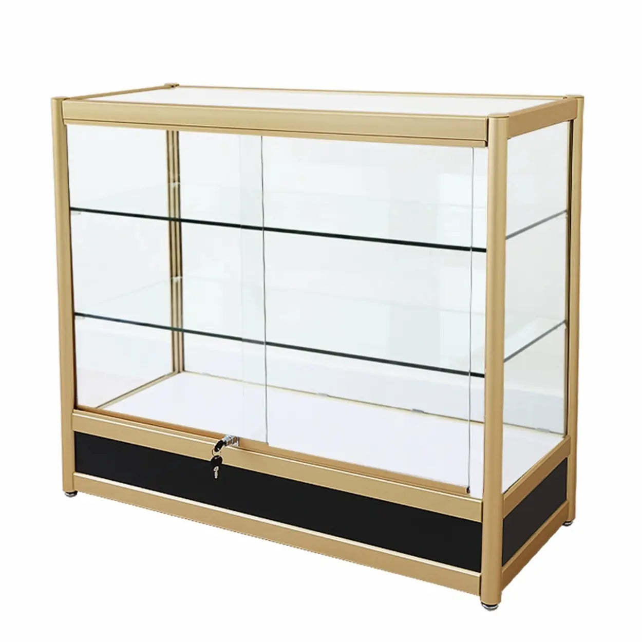 Modern curio storage gold wine cabinets, Lighom — 47"L x 20"W x 35"H / 2-Cabinet