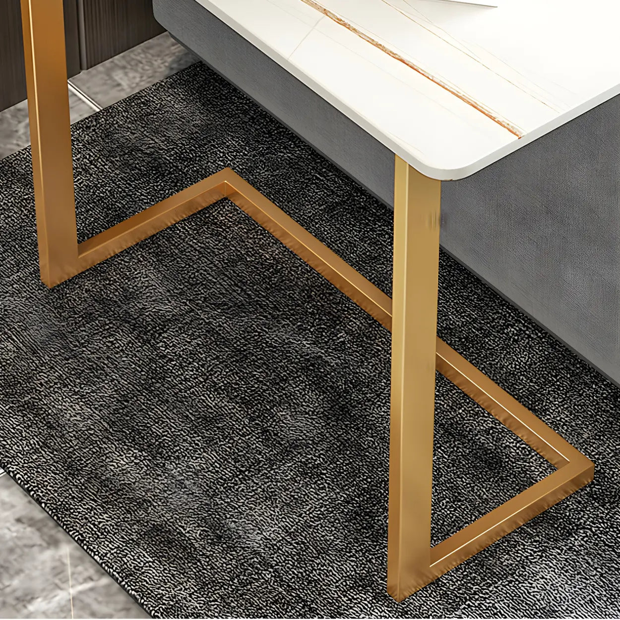 Rectangular Gold C-Shaped Side Table