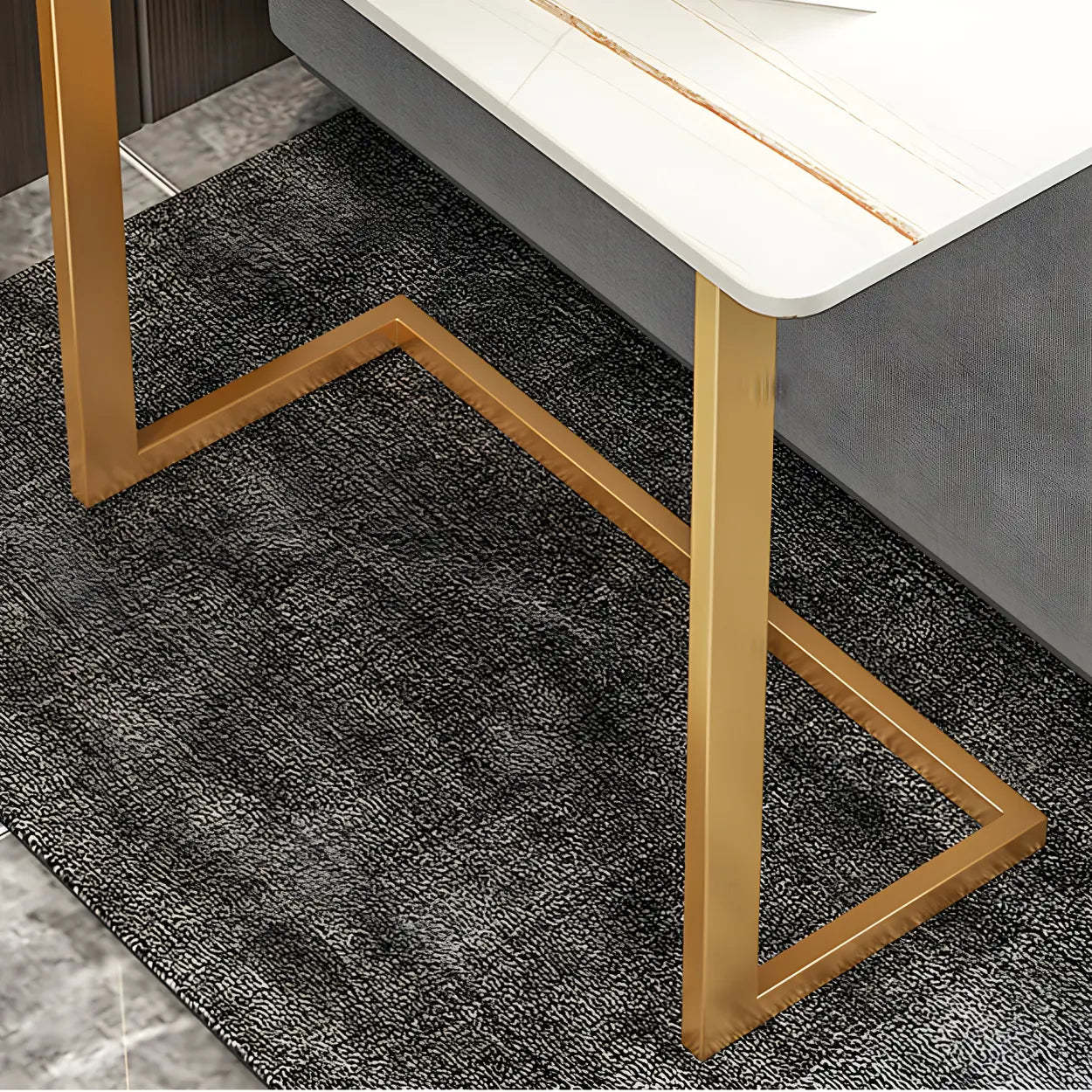 Rectangular Gold C-Shaped Side Table