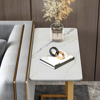Rectangular Gold C-Shaped Side Table