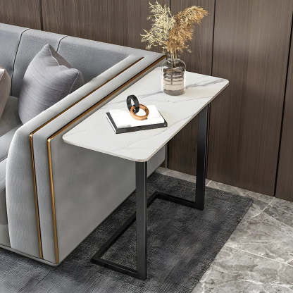 Rectangular Gold C-Shaped Side Table