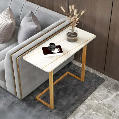Rectangular Gold C-Shaped Side Table — Black / Black / 1