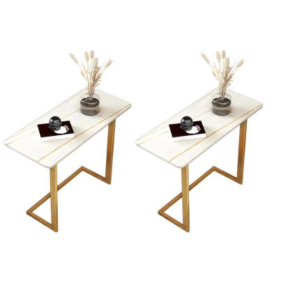 Rectangular Gold C-Shaped Side Table — Black / Black / 2