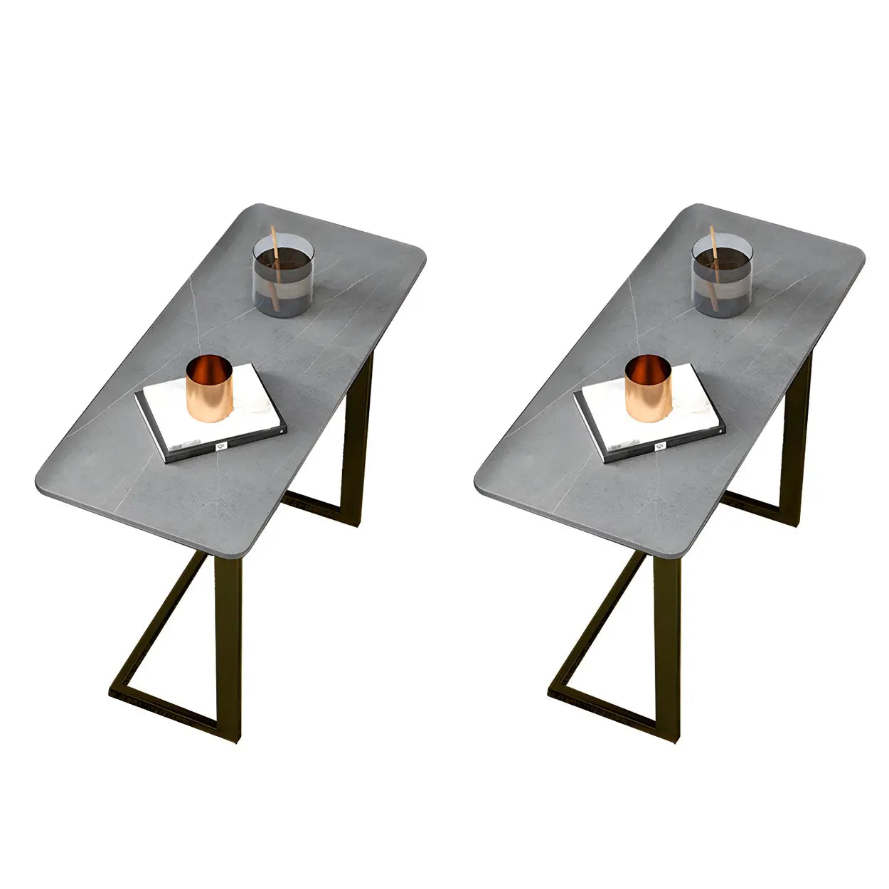 Rectangular Gold C-Shaped Side Table — Gold / Black / 1
