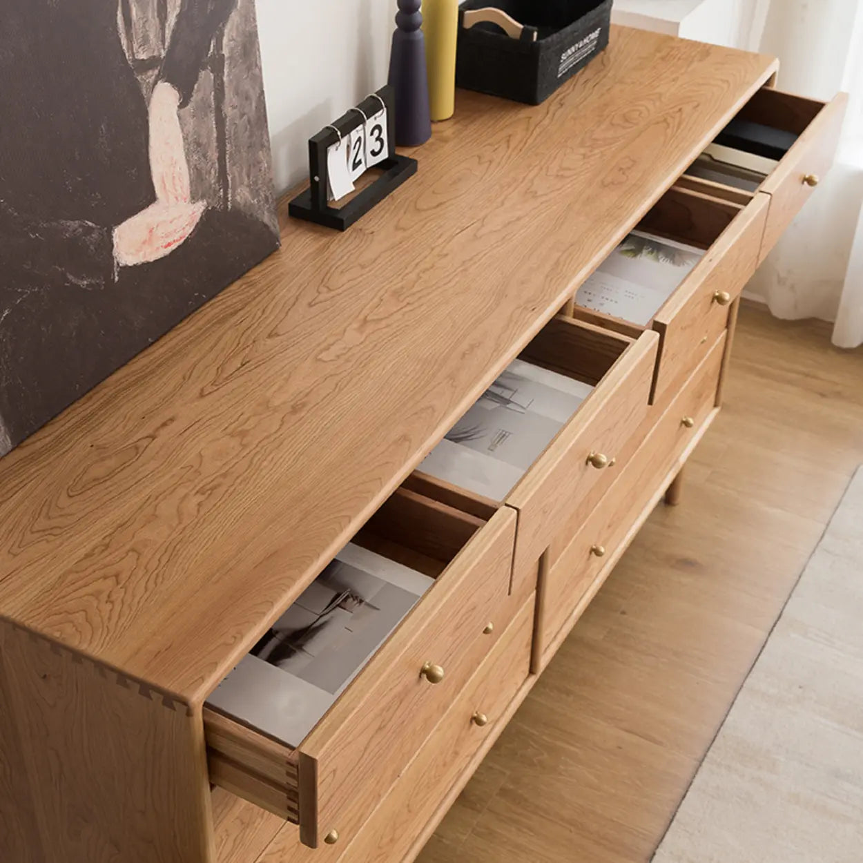 Natural Oak Horizontal Storage Dresser