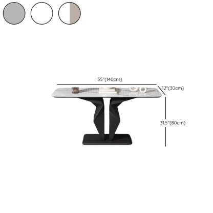Rectangular Stone-Top Console Table — Black / White/ Brown