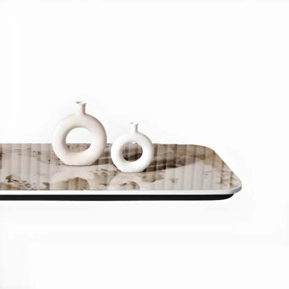 Rectangular Stone-Top Console Table — Black / White