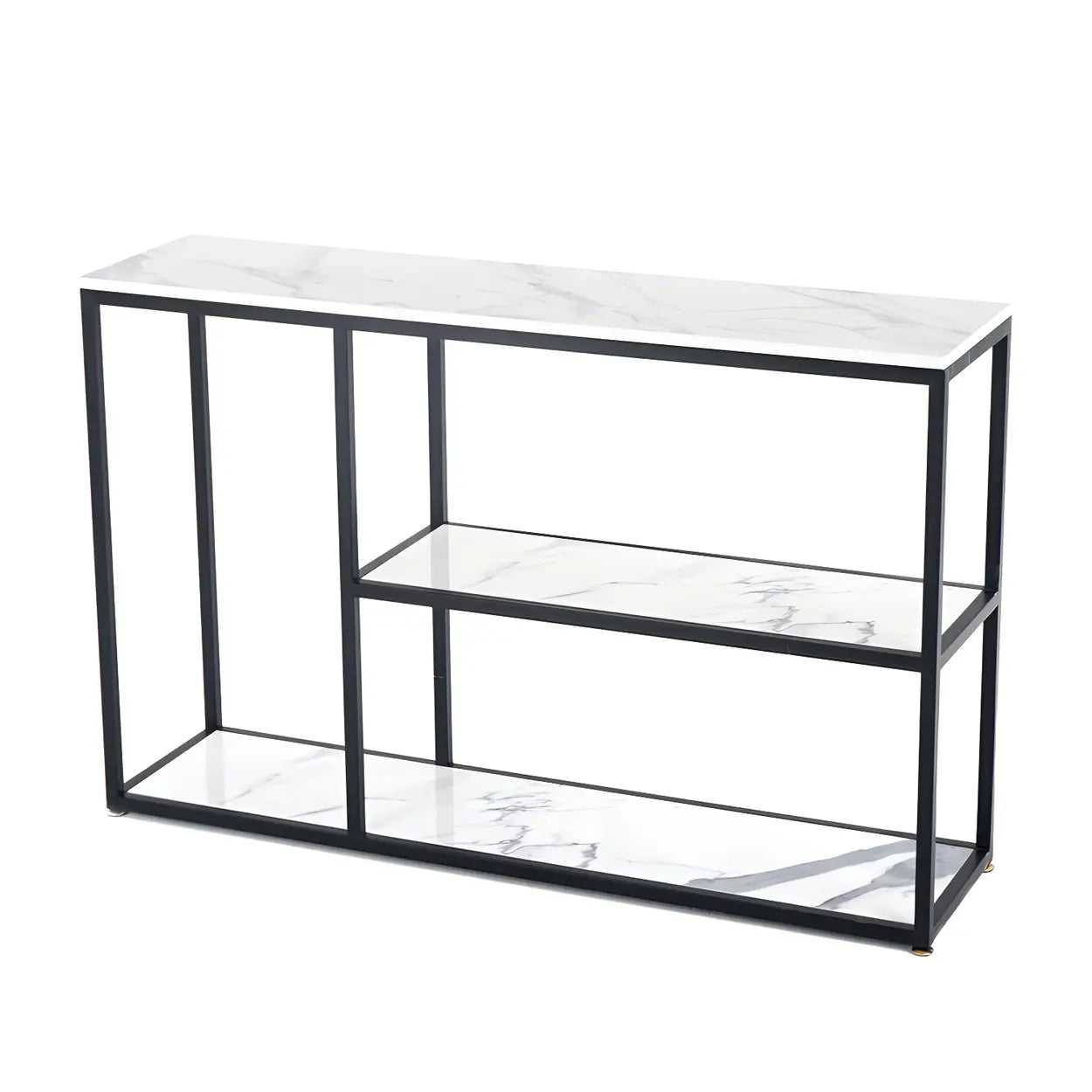 Rectangular Gold Marble Slim Console Table — Gold / White