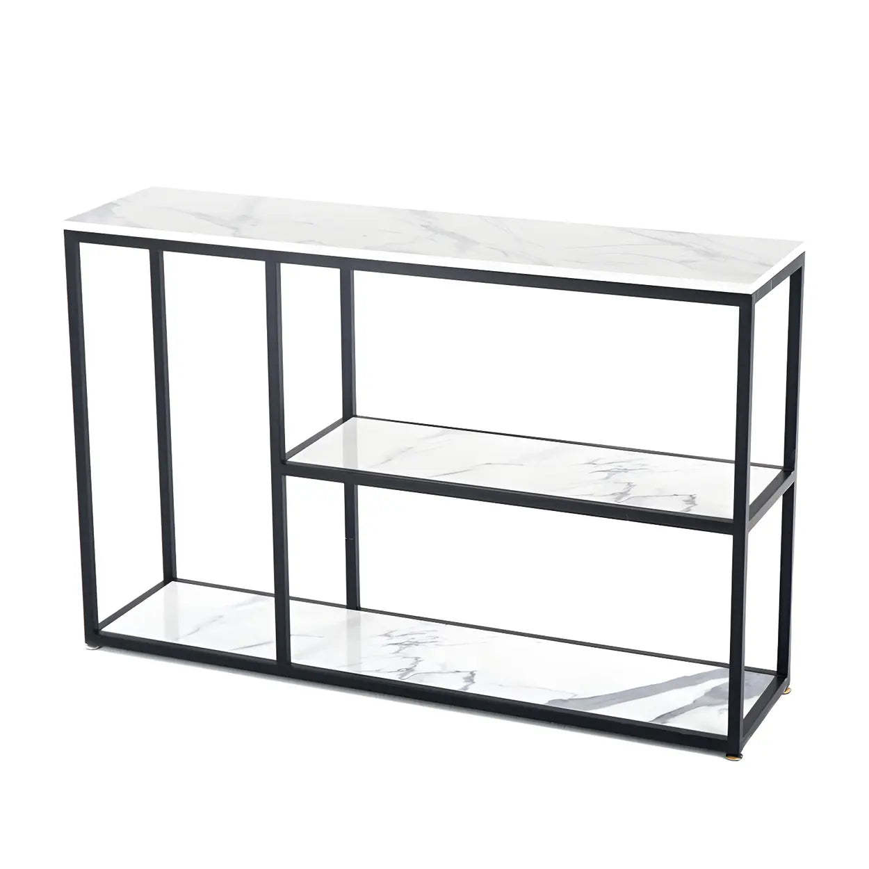 Rectangular Gold Marble Slim Console Table — Gold / White