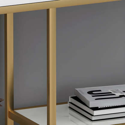 Rectangular Gold Marble Slim Console Table — Black / White