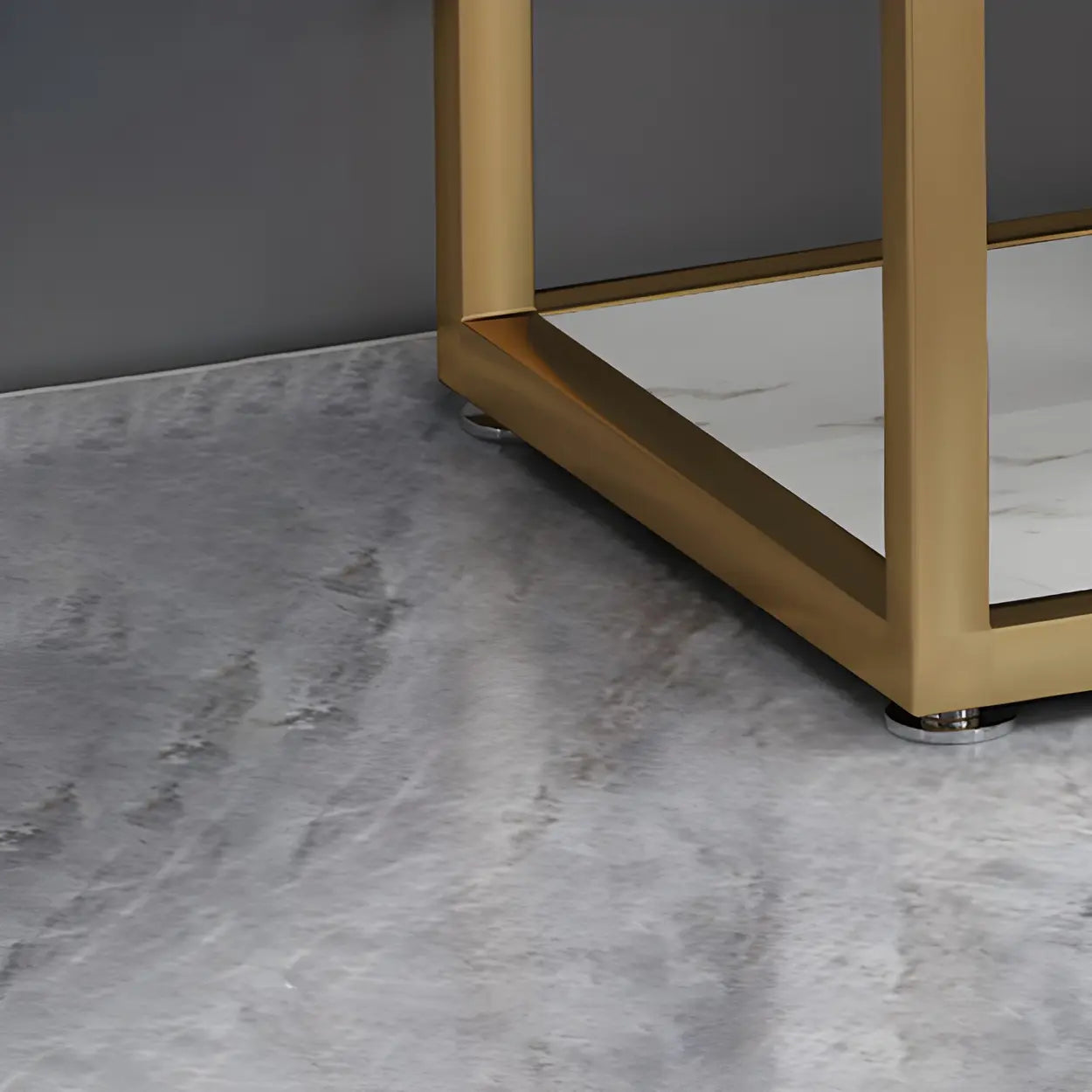 Rectangular Gold Marble Slim Console Table — Gold / White